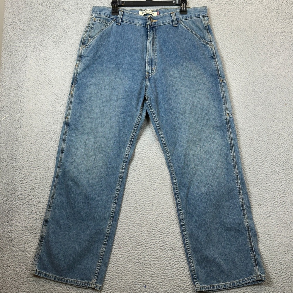 Levis Carpenter Jeans Men 36X30 Loose Straight Blue Distressed Utility 5 Pockets